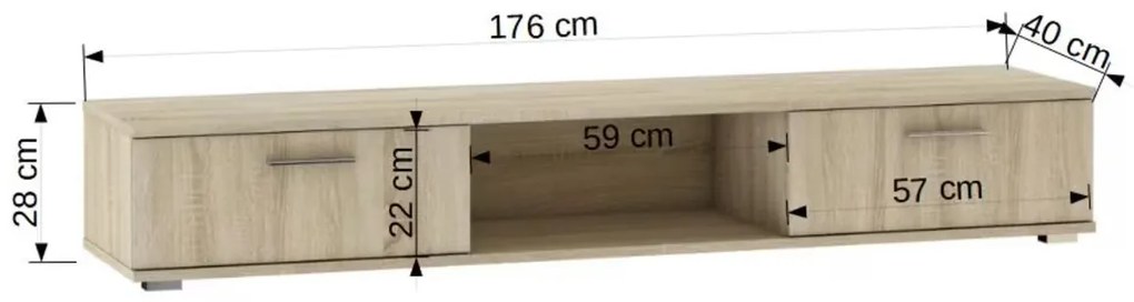 TV STOLÍK FRANKO BIELY LESK 176 cm