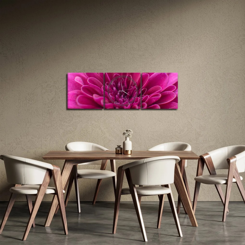 Obraz kvetu (s hodinami) (90x30 cm)