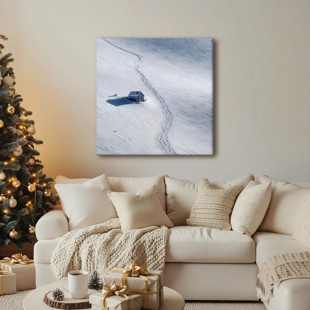 Obraz osamelá chata v zime