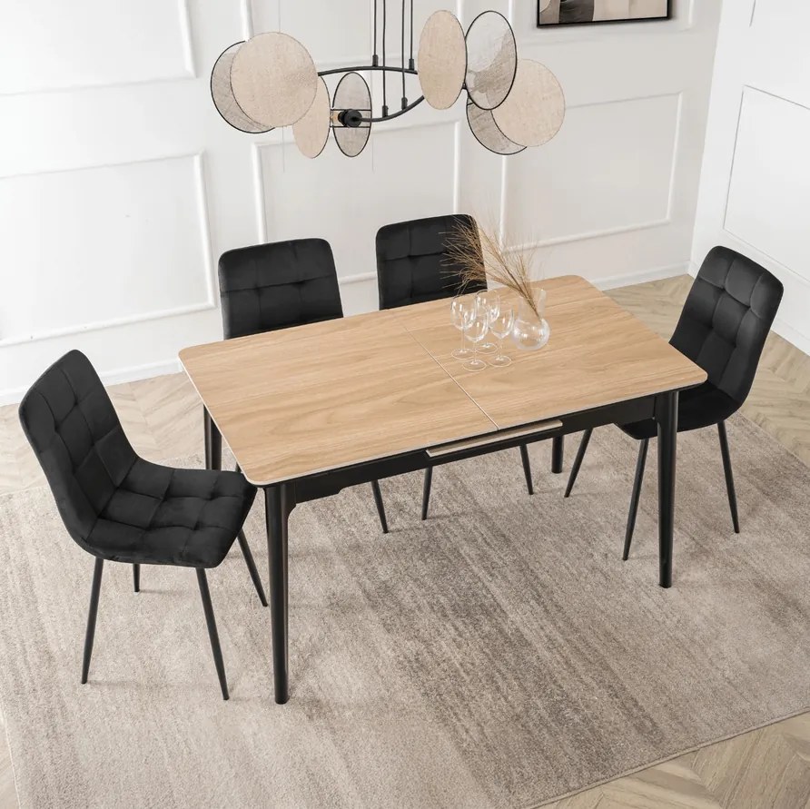Stôl Keramický ADAMO 120-160 cm dub/čierny