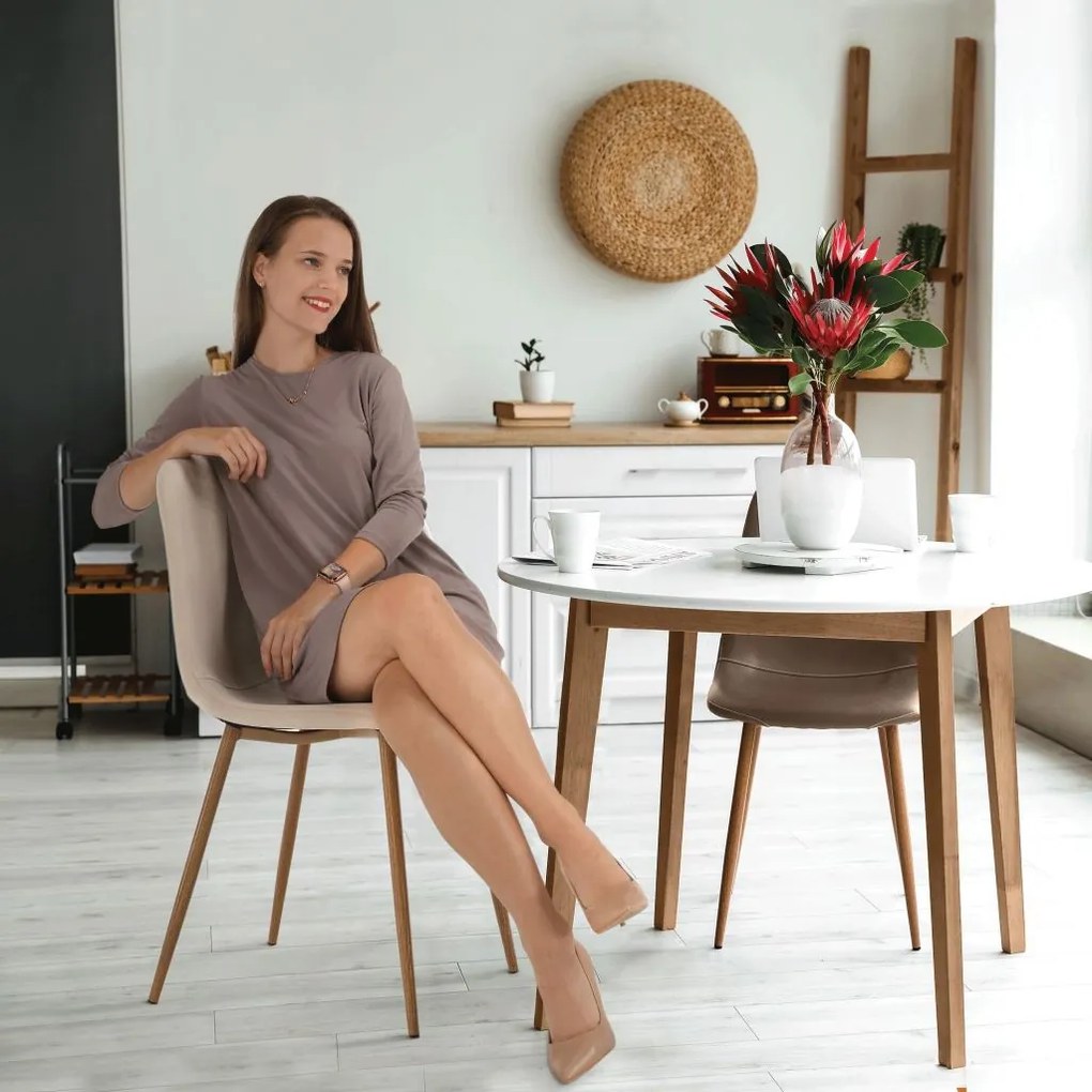 Stolička, béžová Dulux Velvet látka/buk, LEGA
