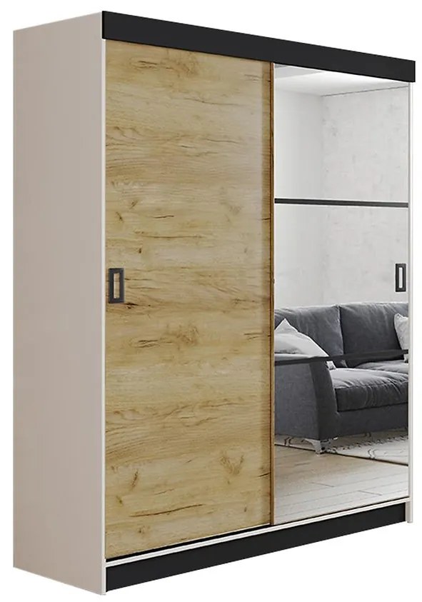 Skriňa Retro 138 5L Biely / Dvierka zlatý craft