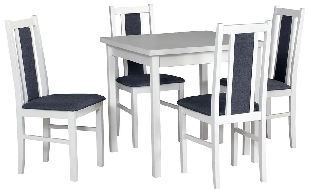 Stôl so 4 stoličkami - AL27, Morenie: biela - L, Poťahové látky: Hygge D91