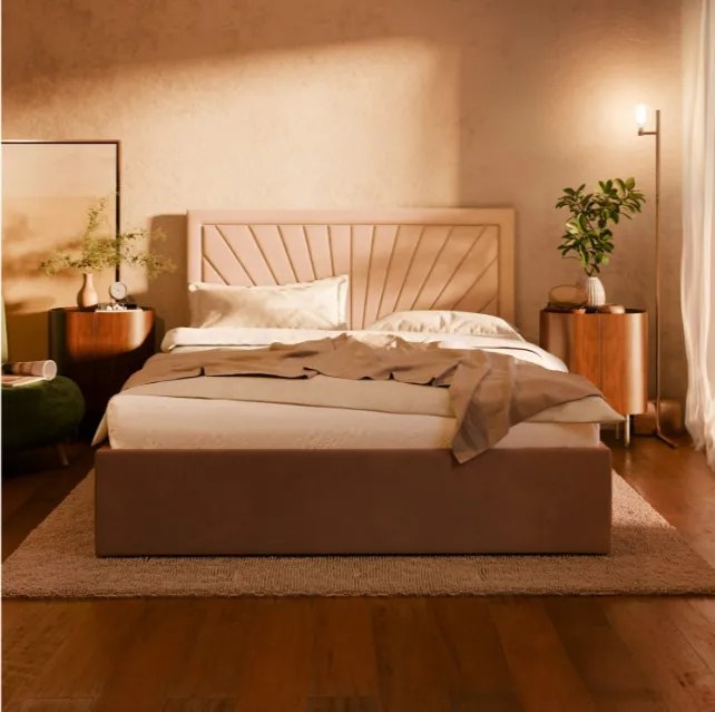 Manželská posteľ VASTO Velvet 140×200 cm hnedá