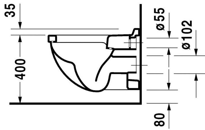 DURAVIT Starck 3 závesné WC s hlbokým splachovaním, 360 mm x 540 mm, s povrchom WonderGliss, 22000900001