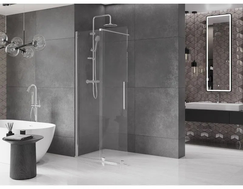 Mexen Velar, posuvné dvere do otvoru typ Walk-In 110 cm, 8mm číre sklo, chrómová, 871-110-000-03-01