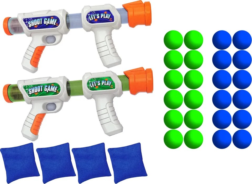 LEAN Toys Hra 4 v 1 Foamball Target Throw Bags Foamball Gun