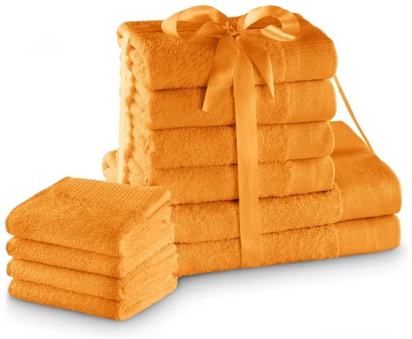 Oranžové froté bavlnené uteráky a osušky v súprave 10 ks Amari – Restilo