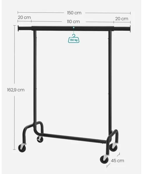 Mobilný stojanový vešiak LINEA čierny