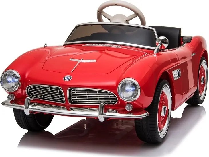 LEAN CARS Elektrické autíčko BMW Retro, LED, MP3, diaľkové ovládanie, červené lakované