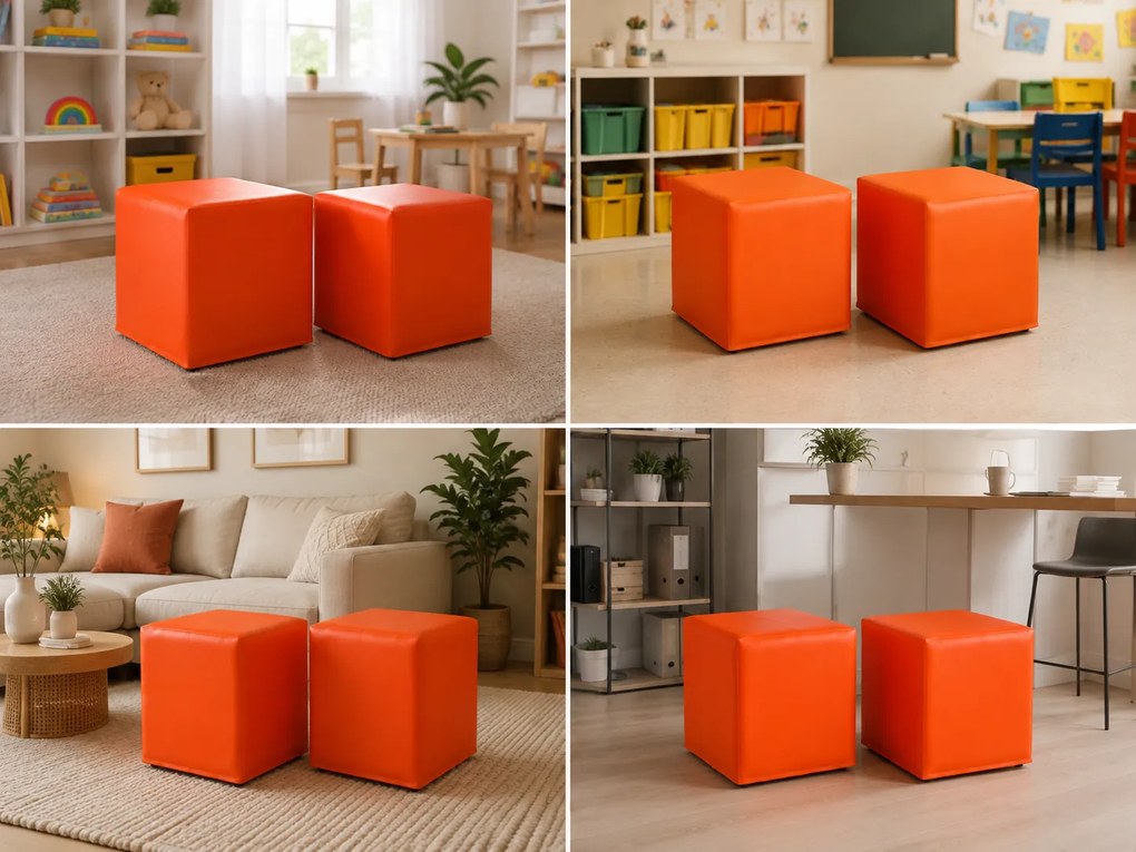 Set 2 taburetiek do interiéru BLOCK – Oranžová