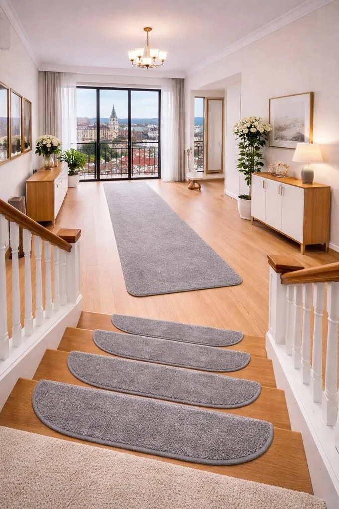 Nášľapy na schody Eton šedý polkruh, samolepiaci - 28x65 polkruh (rozmer vrátane ohybu) Vopi