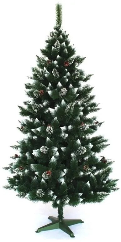 Luxusný vianočný stromček s bielymi koncami a šiškami 150 cm