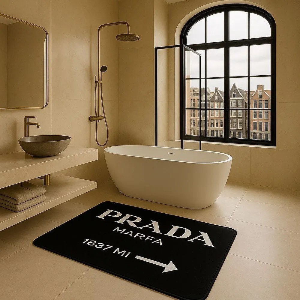 Čierna zamatová kúpeľňová predložka 60x100 cm Prada – Mila Home