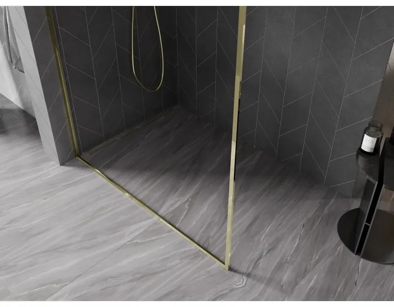 Mexen, Mexen Kioto-F L sprchová stena s rámom 110 x 202 cm, priehľadná 8 mm, zlatá - 800-110-174-50-00