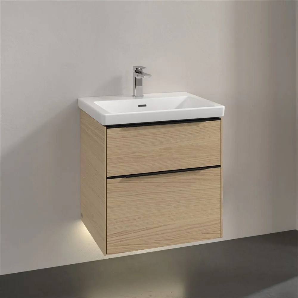 VILLEROY &amp; BOCH Subway 3.0 závesná skrinka pod umývadlo, 2 zásuvky, s LED osvetlením, 572 x 478 x 429 mm, Nordic Oak, C578L1VJ