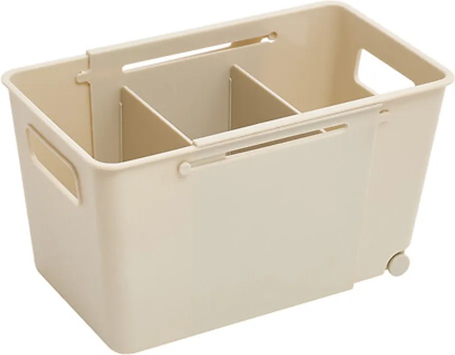 5Five® Úložný kôš EXTENS - M, béžový, nastaviteľný, s kolieskami, 27-38,5 × 15 × 15 cm