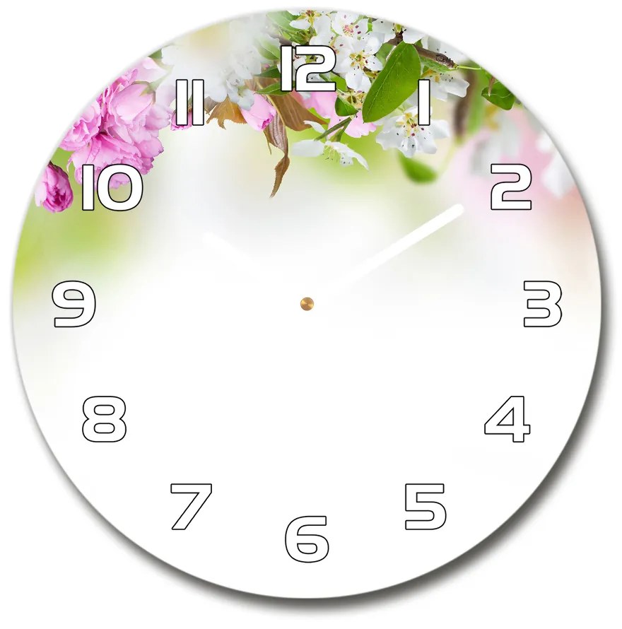 Sklenené hodiny okrúhle jarné kvety pl_zso_30_f_79458656