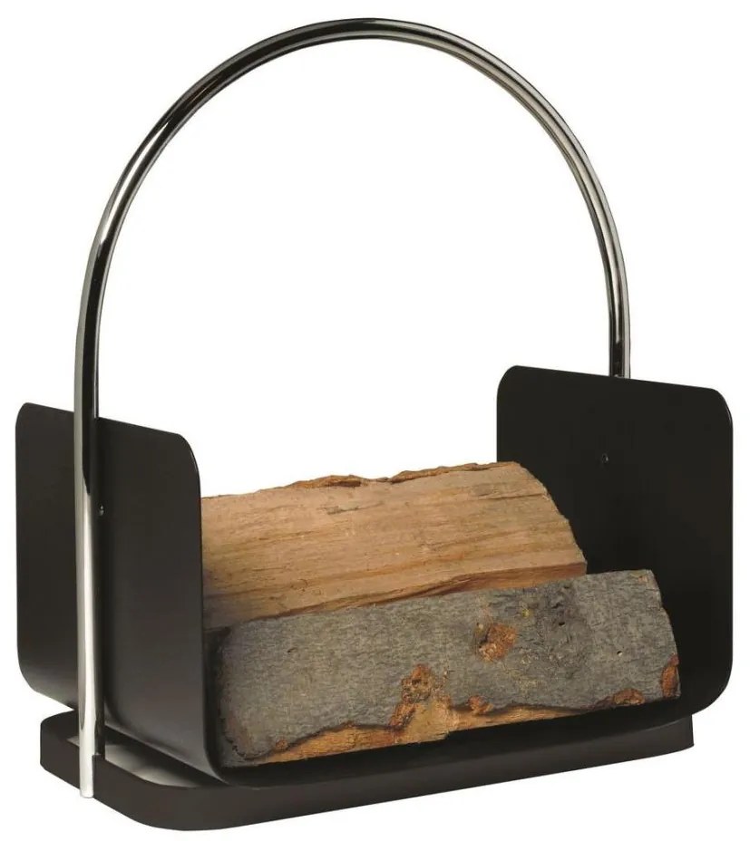 Kovový kôš na drevo s držadlom 50x41 cm čierna