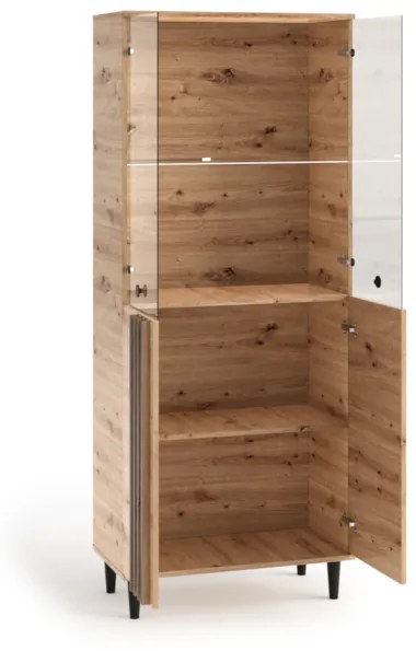 Vitrína LIVIA 3, 80x196x40, dub artisan/čierna