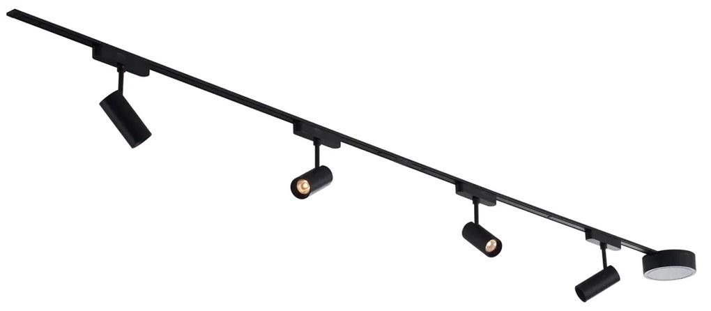 Moderný koľajnicový systém s 4 čiernymi bodovými svetlami 1-fázový 200 cm - Magnetic Gert