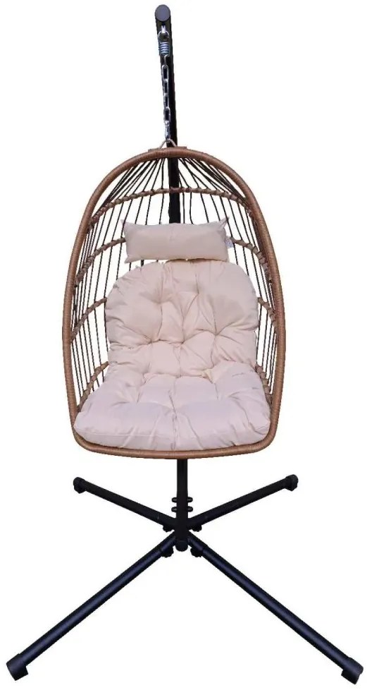 Závesné kreslo BestBerg BBHC-31 / oceľ / hnedá/béžová