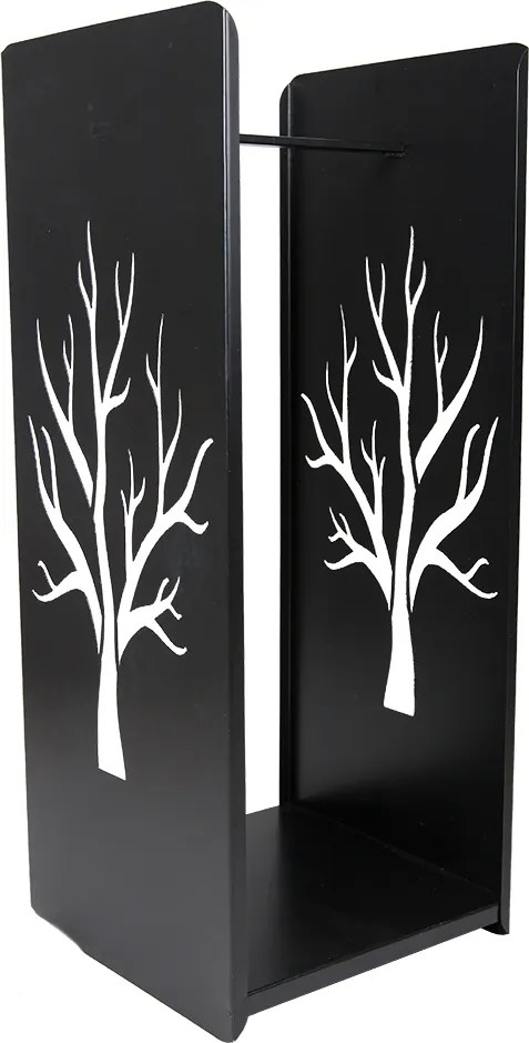Kovový stojan na drevo Tree, 40x100 cm, čierna