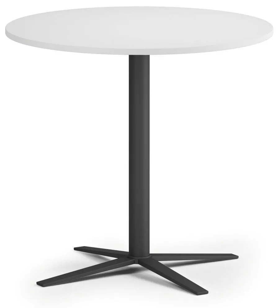 Konferenčný stolík AURA, priemer 80 cm, čierna podnož, biela