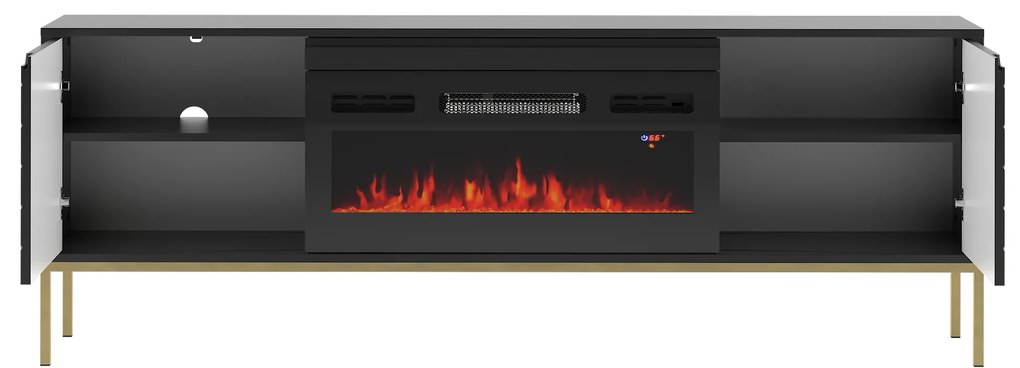 TV stolík EMY čierna s elektrickým krbom