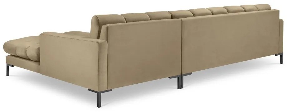 Béžová zamatová rohová pohovka Cosmopolitan Design Bali, pravý roh