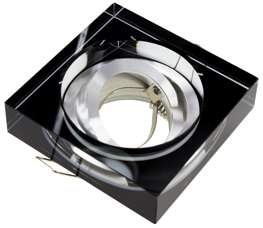 BERGE stropné bodové svietidlo BRG71002 výklopné - hrubé sklo 2cm - štvorec - čierna