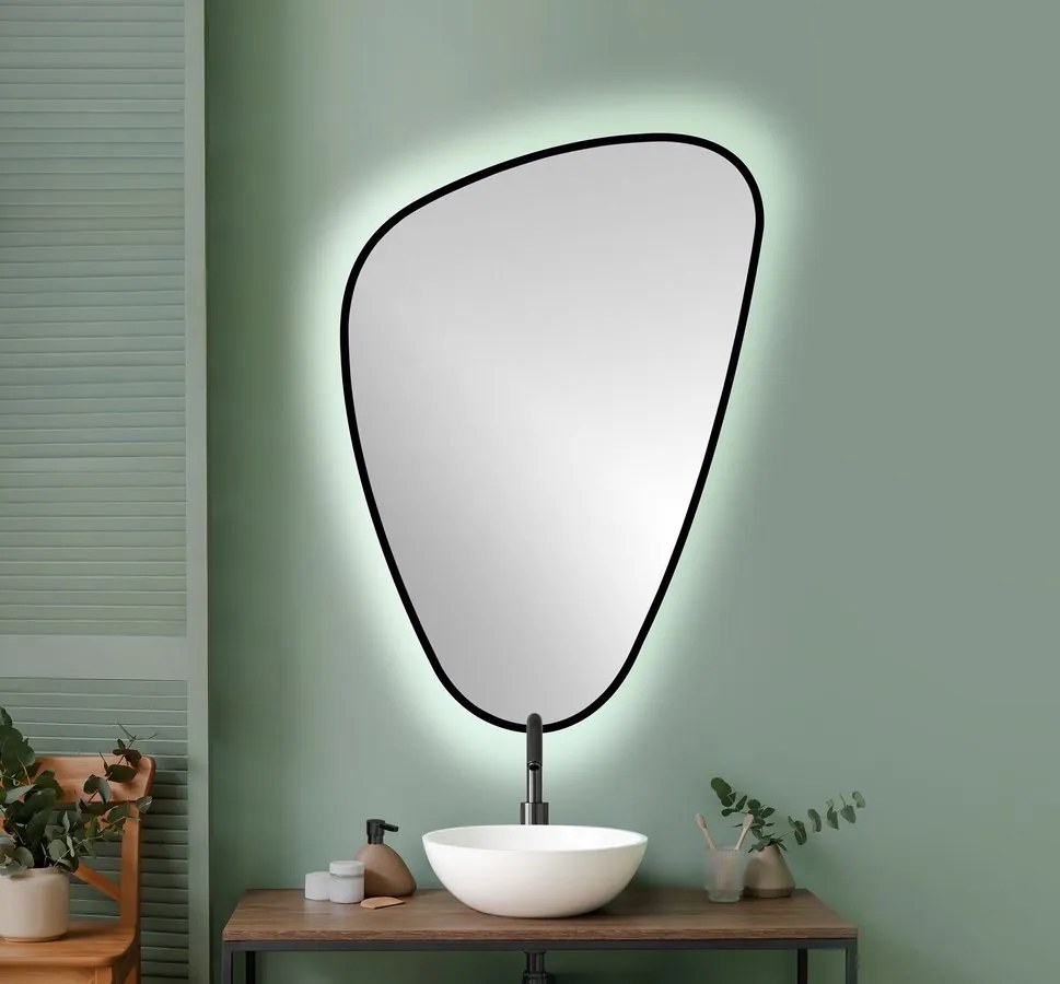Sapho Sapho, ELENA LED podsvietené zrkadlo 20W, 68x96cm, čierna mat, 30574CI