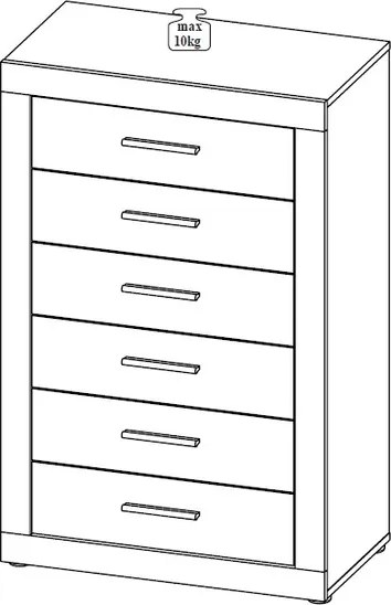 Zásuvková komoda Stone, betón/biela