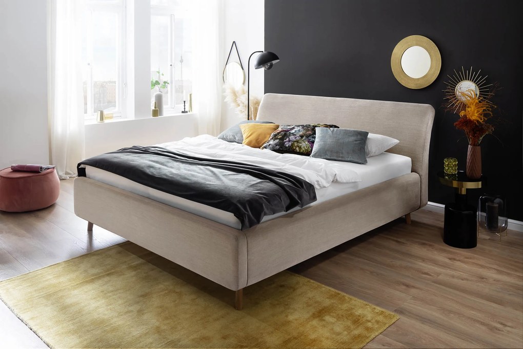 Čalúnená posteľ lemina s úložným priestorom 160 x 200 cm béžová MUZZA
