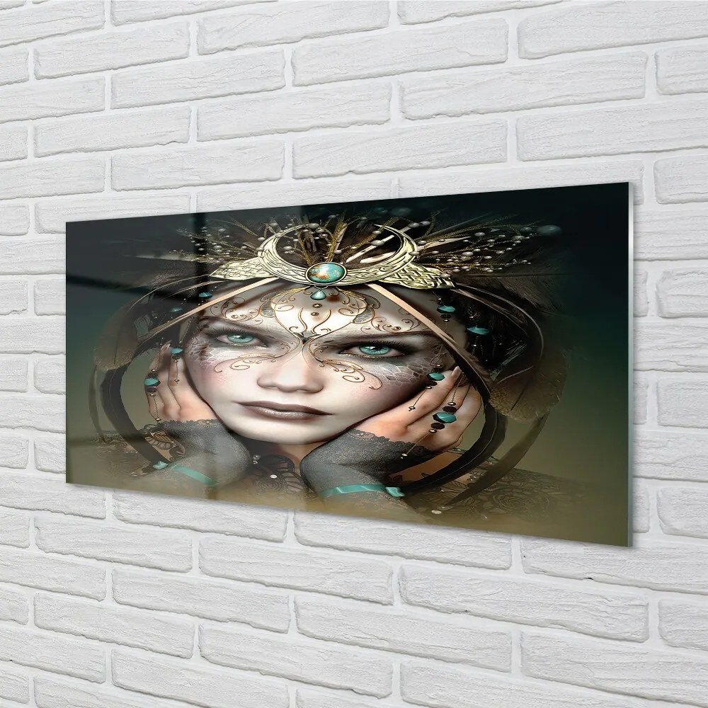 Sklenený obraz Ženské modré oči 125x50 cm