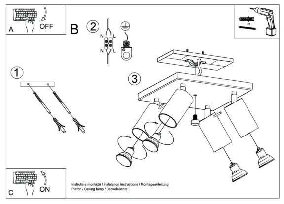 Sollux SL.0090 - Bodové svietidlo RING 4 4xGU10/10W/230V biela