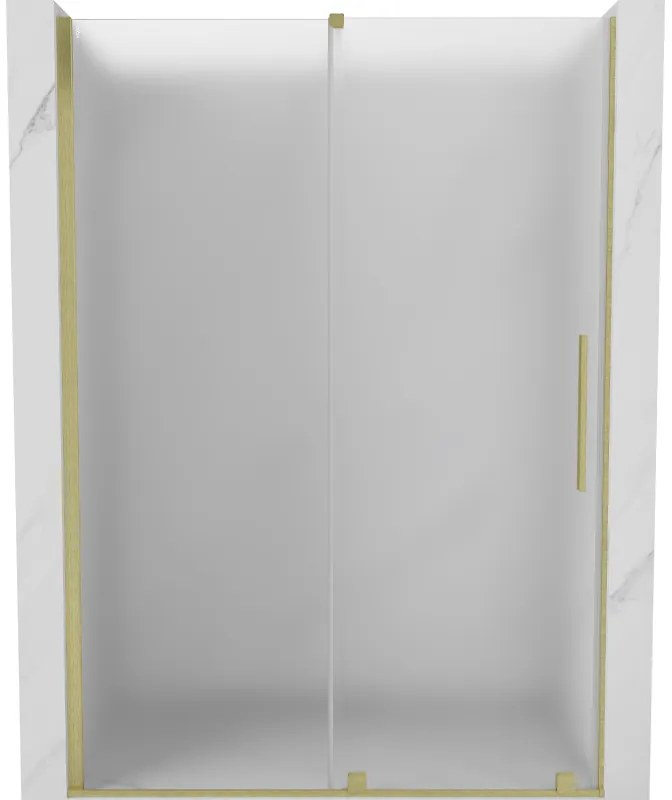 Mexen Velar, posuvné sprchové dvere do otvoru 160 cm, 8mm sklo námraza, zlatá matná, 871-160-000-31-55
