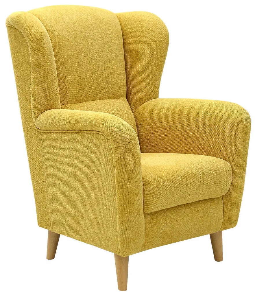 FINES žlté kreslo ušiak Aladin