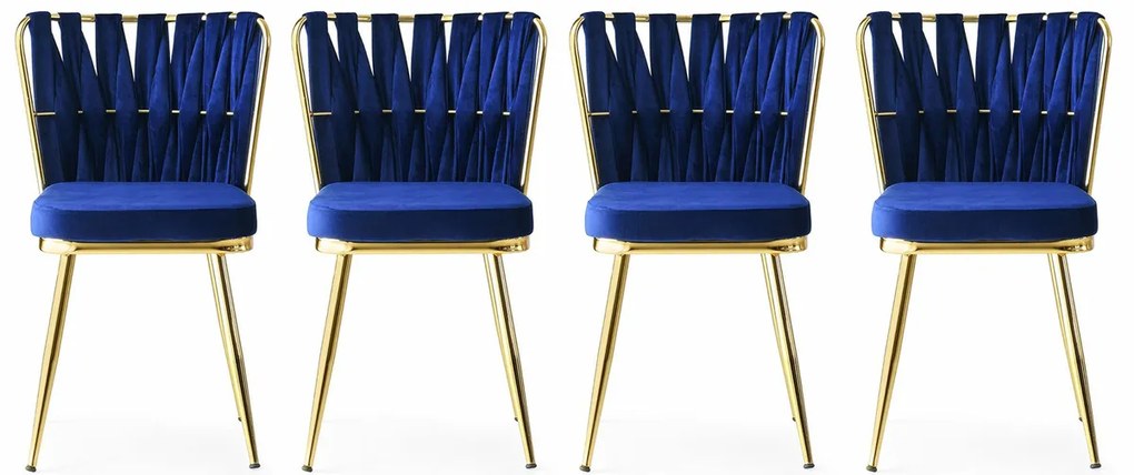 Sada jedálenských stoličiek Kusakli Navy Blue andGold, 4 ks, 4 ks
