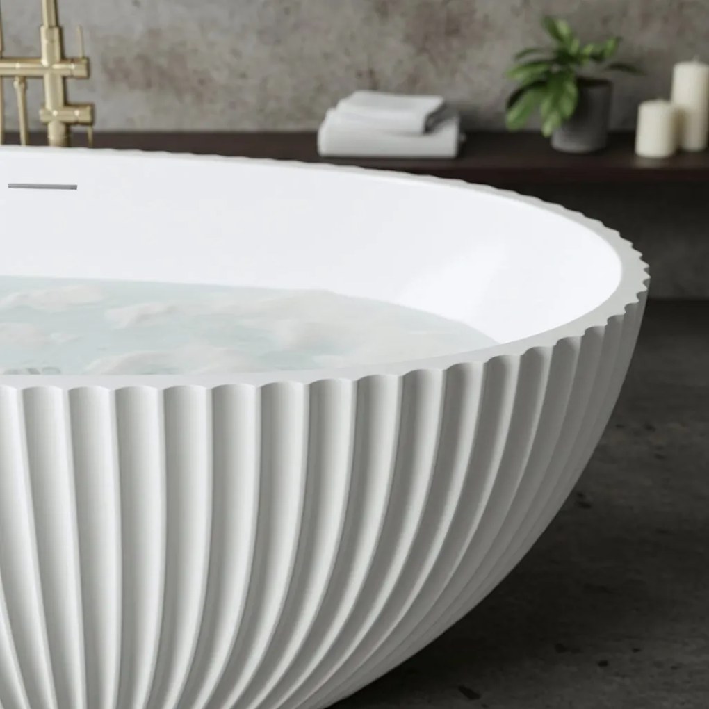 Rea Carmen, voľne stojaca vaňa 170x85 cm, biela, čierny click-clack, KPL-W6506