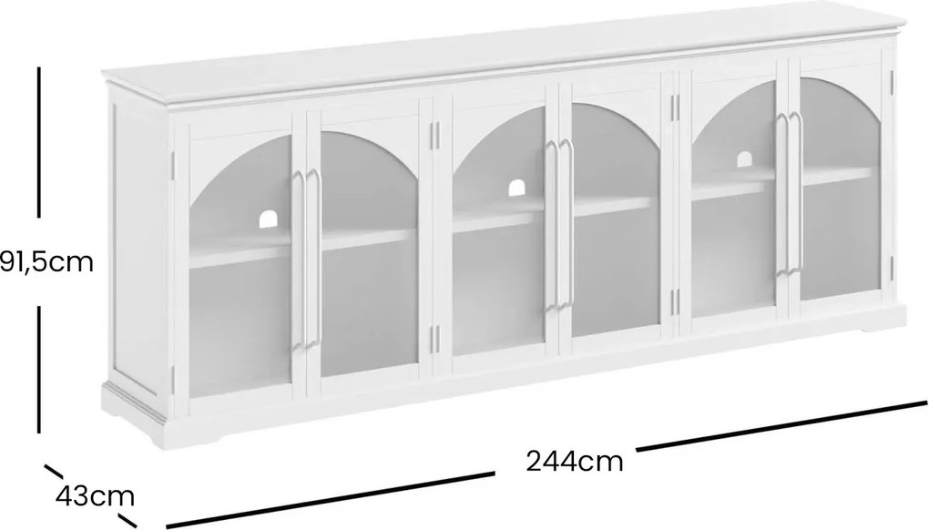 Komoda Avola 244 cm z masívu šalviovo sivá