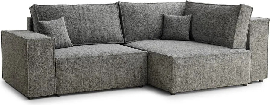 Sivá ženilková rozkladacia/s úložným priestorom rohová pohovka (pravý roh/do L) Tonga – Maison de Rêve