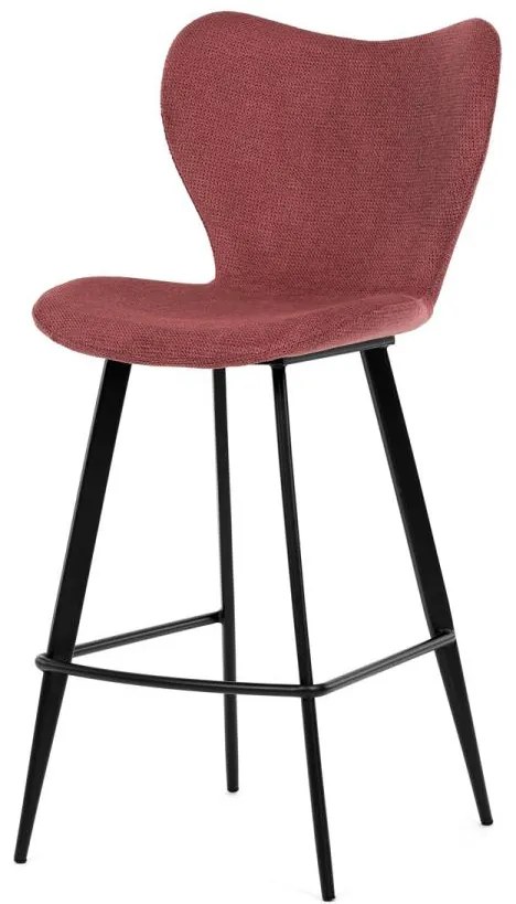 Židle barová AUB-1068 RED2, červená látka, černá podnož