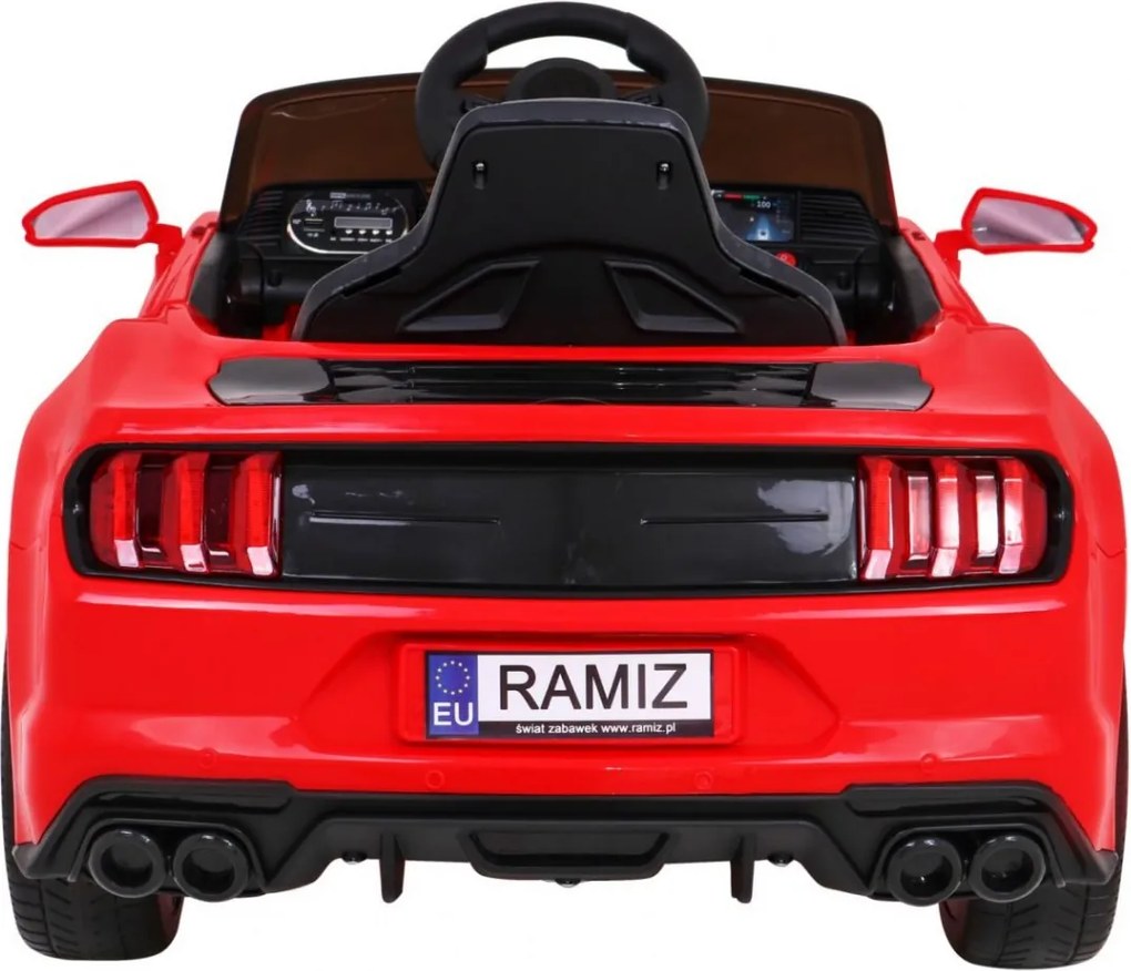 Ramiz Športové autíčko GT na batérie pre deti červené + diaľkové ovládanie + pomalý štart + nosič batožiny + MP3 LED