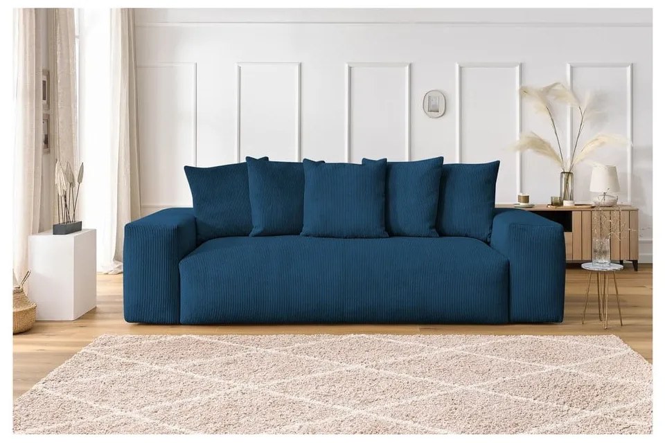 Tmavomodrá menčestrová pohovka 280 cm Voltaire – Bobochic Paris