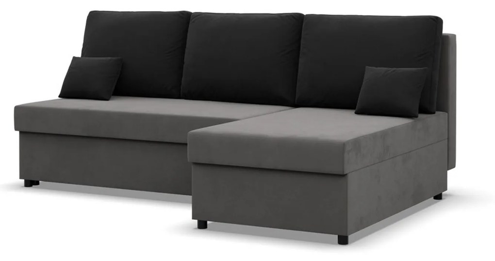 Rohová rozkladacia sedacia súprava DELI Sivá/čierna