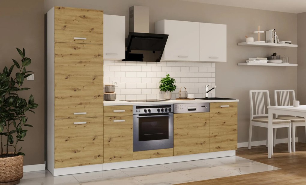Kuchynská linka 270 cm Tonislav Artisan Biela 270 (dub artisan + biela). Vlastná spoľahlivá doprava až k Vám domov. 1134929
