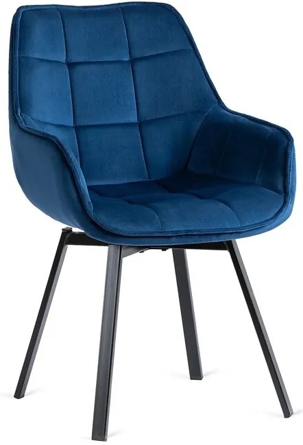 Dizajnová otočná jedálenská stolička Ancona modrá velúr