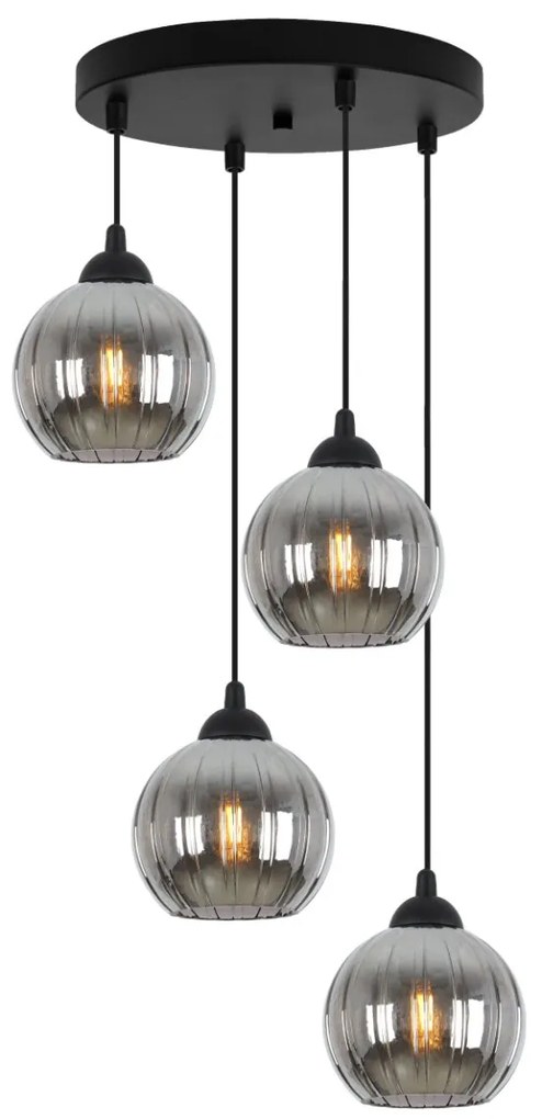 Závesné svietidlo Costa, 4x grafitové sklenené tienidlo, b, o