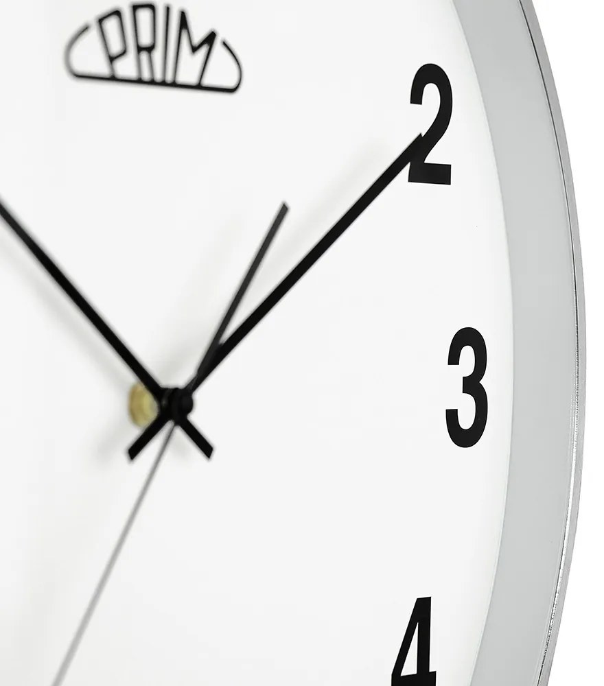 Kovové hodiny strieborné PRIM Alfa ∅ 400 × 40 mm